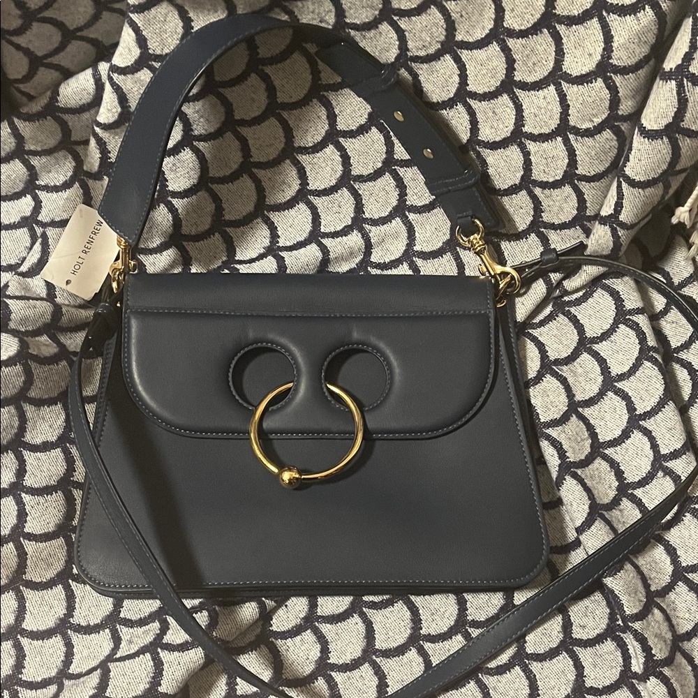 JW ANDERSON Navy and Gold Pierce Shoulder Bag